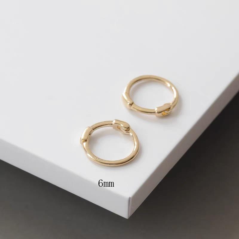 Korean S925 Sterling Silver Simple Hoop Ear Studs - Smooth K Gold-Plated Cartilage Rings