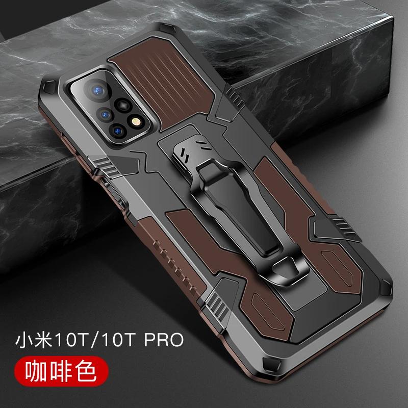 Metal Belt Clip Armor Shockproof Phone Case For Xiaomi Mi 11 Lite 5G NE 10T 11T Pro TPU Frame Plastic Kickstand Back Cover