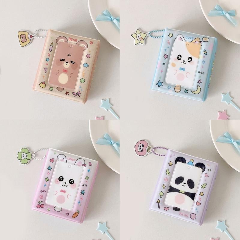 Cute Animal Theme Kpop Photocard Organizers 40 Pocket PVC Binder Book Mini Travel Photo Album with Charm for Fan Gift