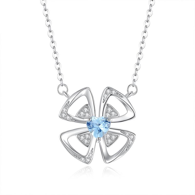 925 Sterling Silber Windmühlen Kleeblatt Halskette, Natürlicher Amethyst Kristall Anhänger, Süßer Trendiger Schmuck Geschenk für Damen Mädchen