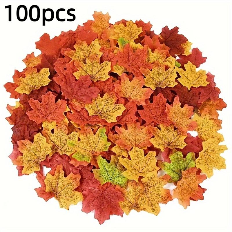 

100pcs Maple Leaf Fake Autumn Leaves Single Piece Artificial Maple Leaf Harvest Festiva Thanksgiving Party Handmade DIY