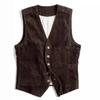 Heren Corduroy Patchwork Vest - Lente/Herfst Enkele Rij Knopen Effen Kleur Jas