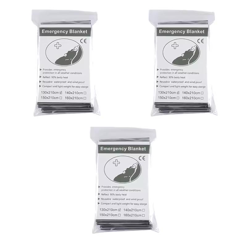 1-10PCS Emergency Blanket Outdoor Survive First Aid Military Rescue Kit Windproof Waterproof Foil Thermal Blanket for Camping