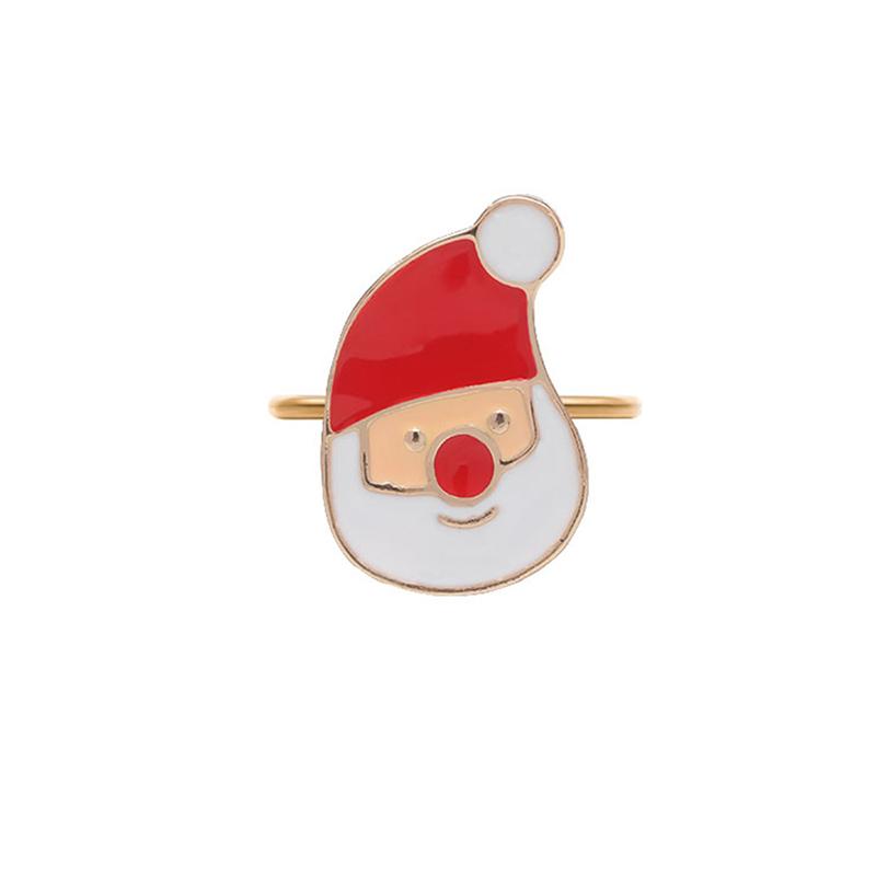 Christmas Napkin Ring Metal Xmas Bell Elk Napkin Holder Flower Wreath Rings Wedding Banquet Hotel Table Decoration Accessories