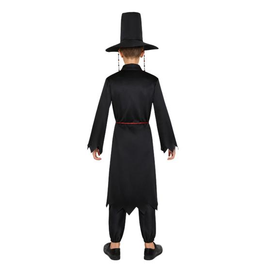 1 Set Black Hunter Costume Set Well-Crafted Traditional Clothing Role-playing Props Coat Trousers Hat Chain