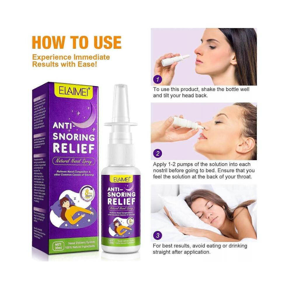 (3pcs) Anti Snoring Spray, Anti Snoring Nose Spray 30 Ml, Natural Stop Snoring Spray, Effective Snoring Relief, Improves Breathing, for Better Sleep