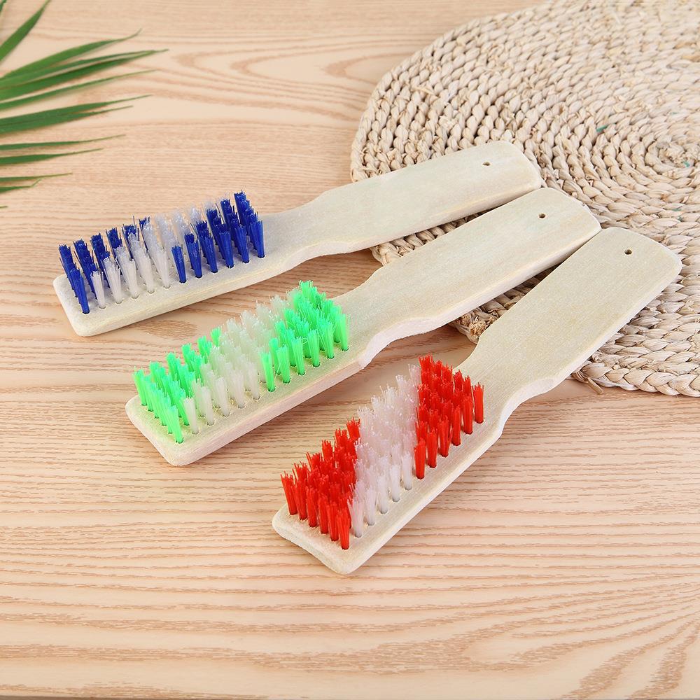 Two-Color Long Handle Bamboo Shoe Brush & Laundry Board Brush