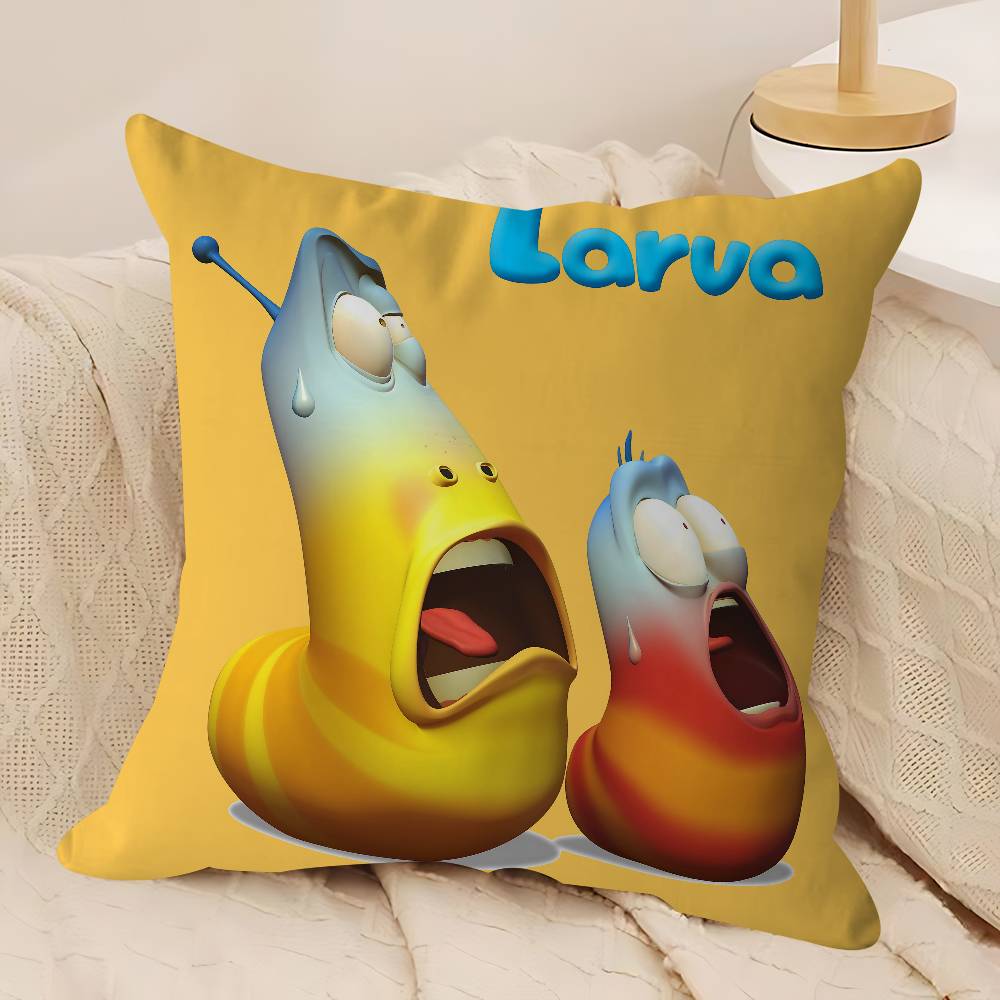 CUTE Cartoon L-Larva Pillow Case Removable Washable Cushion Cover – All-Season Soft Linen