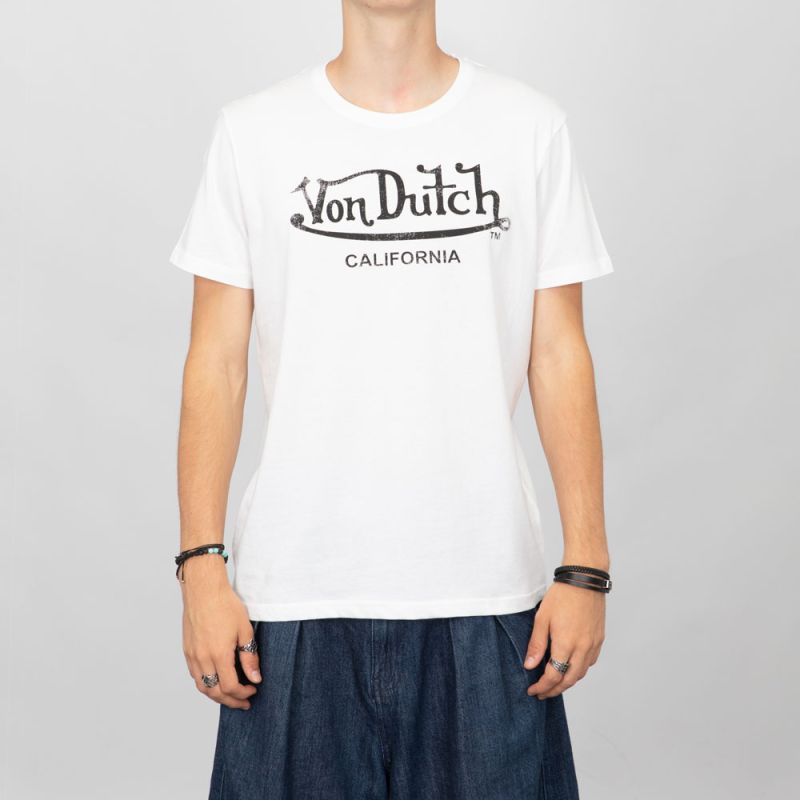 Tee shirt basique logo délavé col rond coton Homme VON DUTCH