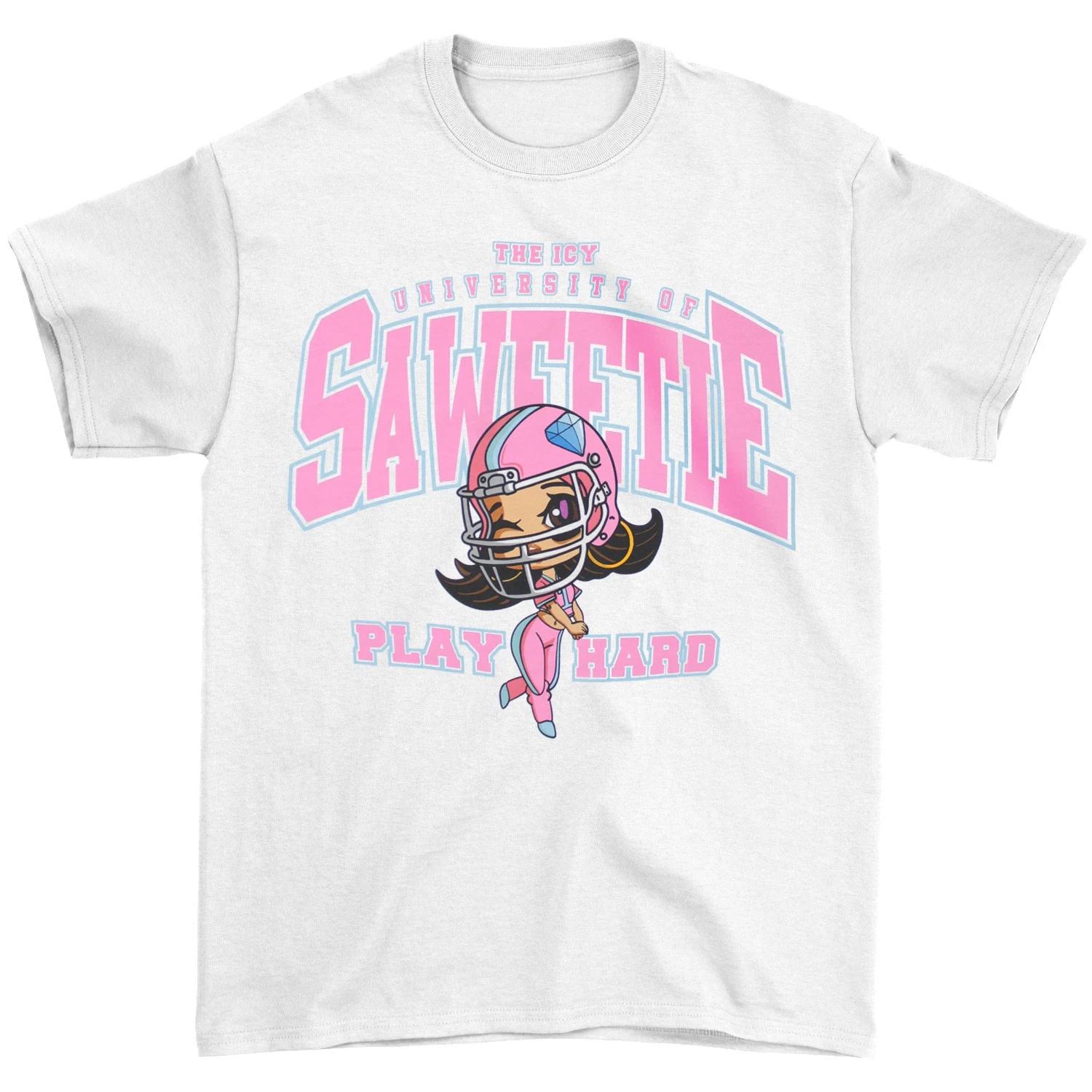 Men s Saweetie The Icy University Of Saweetie Play Hard T-shirt Large White XS