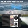 Tragbares Solarradio, Notfallradio, FM, AM, SW, Vollband, hohe Empfindlichkeit, kabelloser Bluetooth-Lautsprecher, LED-Taschenlampe, unterstützt MP3-Player