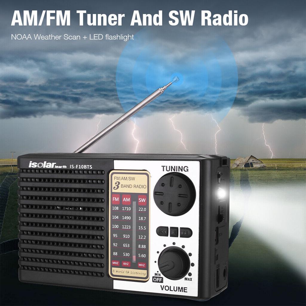 Tragbares Solarradio, Notfallradio, FM, AM, SW, Vollband, hohe Empfindlichkeit, kabelloser Bluetooth-Lautsprecher, LED-Taschenlampe, unterstützt MP3-Player