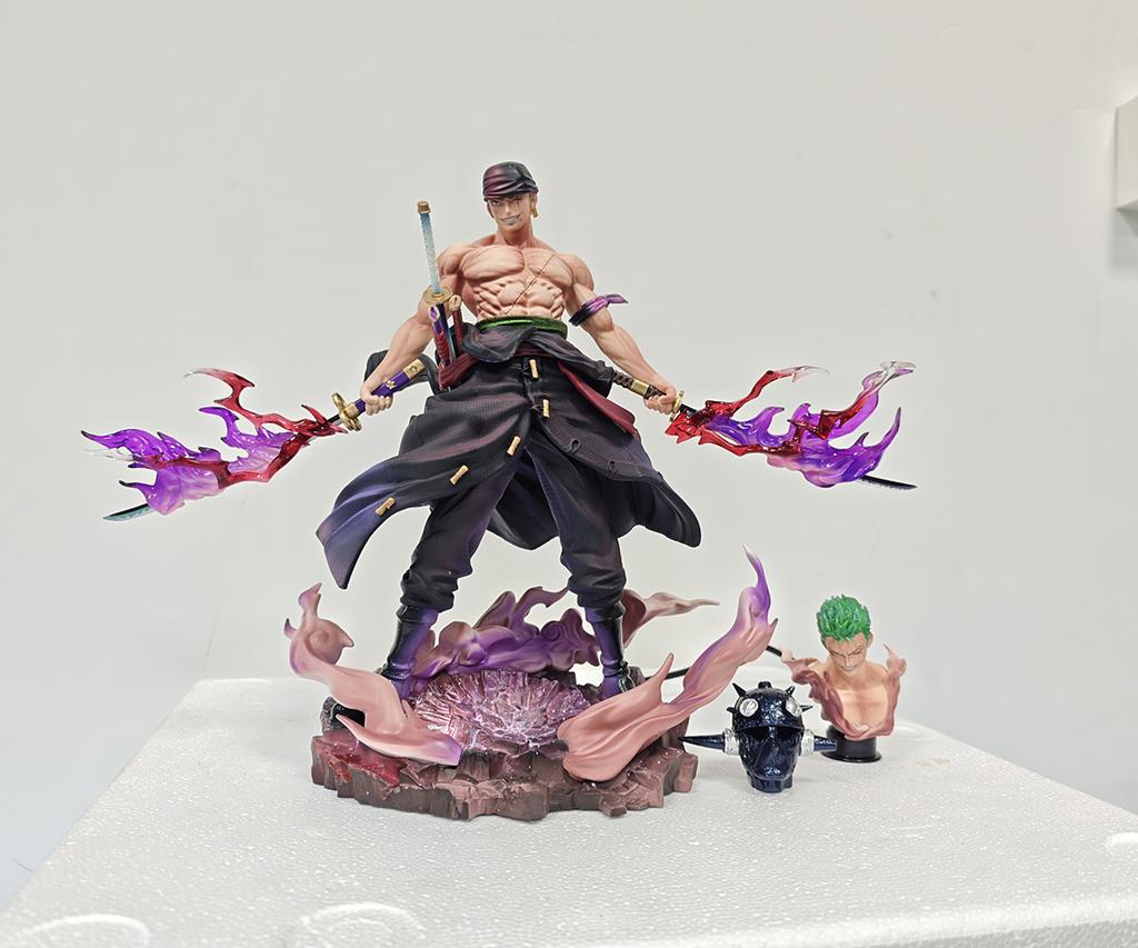 New One Piece Zoro Anime Figures 28cm Roronoa Zoro Figure King Of Hell Pvc Statue Desktop Collection Model Toys Birthday Gifts