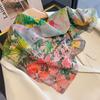 Spring and Summer New Oil Painting Mulberry Silk Small Square Scarf Fashionable Versatile Women's Thin Scarf Silk Scarf Scarf Trendy