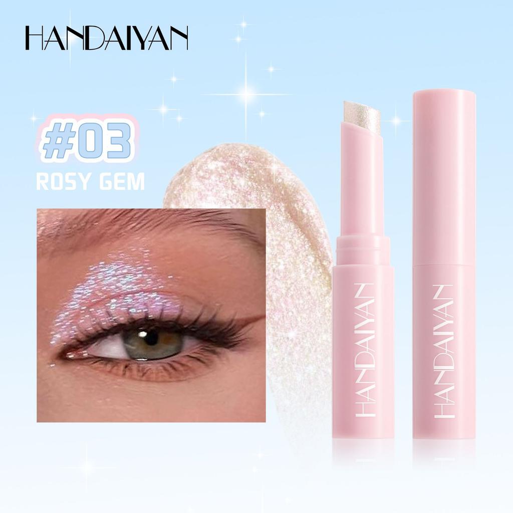 Potetmos Skinnende Øyenskygge Stift Jelly Highlighter Stift To-i-ett Fin Glitter Delikat 6-farget Skinnende Highlighter Stift Øyenskygge