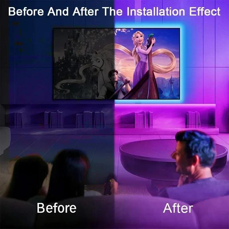 5-30m RGB LED Strip Lights 5050 Bluetooth APP Control Color Changing Light Flexible LED Lamp Tape Ribbon for Room Decoration Backlight