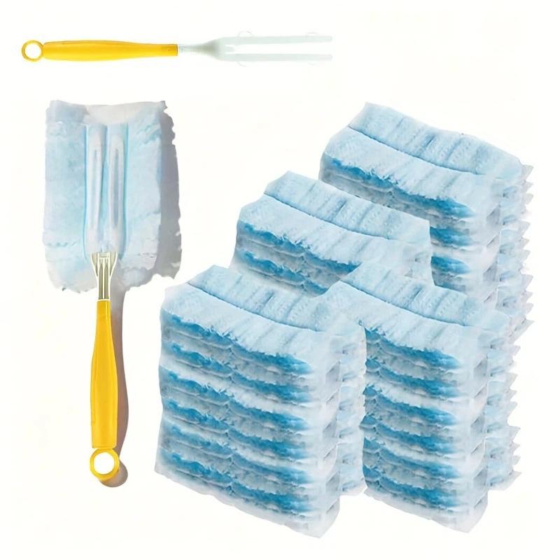 Non-Scratch Electrostatic Dust Duster 360° Set with 10/20/30Pcs Disposable Heads for Fragile Ornament Dust Cleaning