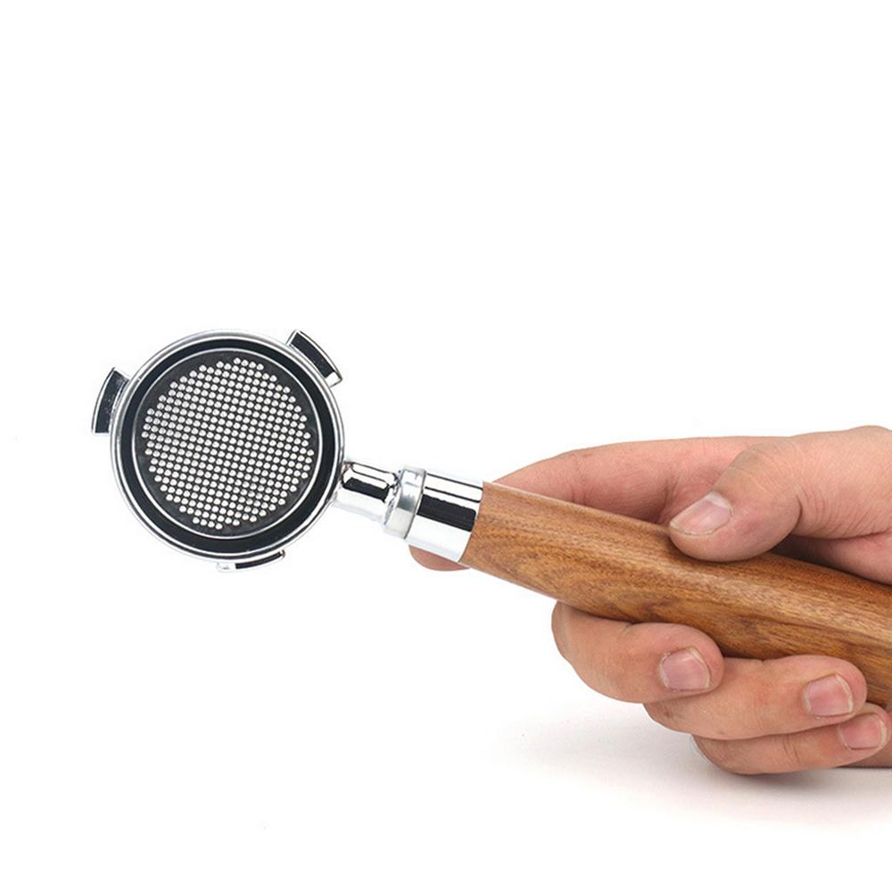 

51mm Coffee Bottomless Portafilter with Filter Basket & Wooden Handle Replacement for EC680 EC685 Coffee Machine Tool Reusable Alloy Filters