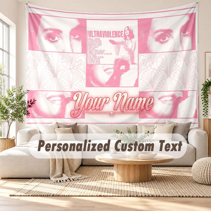 Benutzerdefinierte Namens-Wandbehang-Tapisserie, Lana Del Rey Dekorative Hintergrund-Tapisserie für Wohnheim, Zuhause