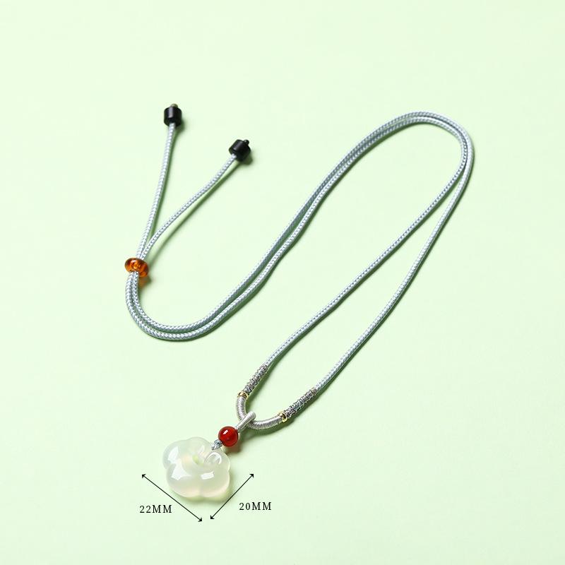 Natural White Agate Pendant Necklace: Chinese Hanfu Style Fortune & Wealth Accessory