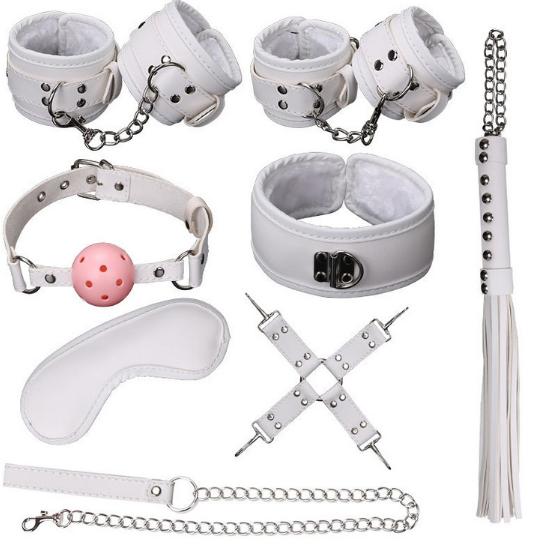 8pcs/set BDSM Bondage Restraint Black and Pink Leather Furry Bondagesexy Furniture Kit Made In China SM Play Toy