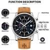 AKNIGHT Watch Genuine Leather Crystal Luminous Date Japanese Instruction Manual Men's - Stylish, Popular, Quartz, Strap, Chronograph, Display,