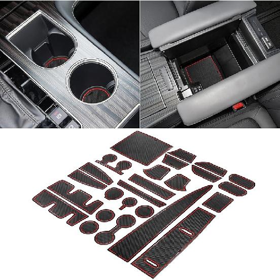 SENSHINE Cup Holder Ert For Toyota Sienna Accessories 2024 Center Console Liner Door Pocket Non-Slip Anti Dust Pad Premium Interior 25Pcs Set
