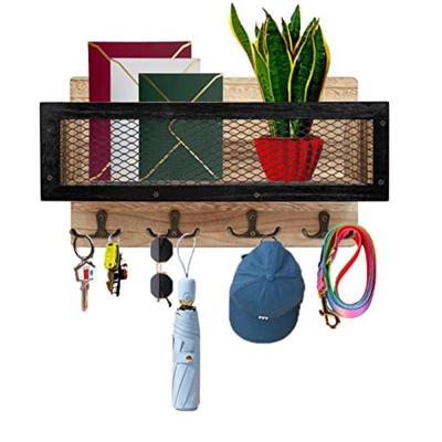 Dekorativer Schlüsselhalter aus Holz, Brief-Organizer, Wandregal, Kleinigkeiten, Aufbewahrungsbox, Schlüsselhaken, Aufhänger, Organizer, Schlüsselregal, Holz-Wandregal