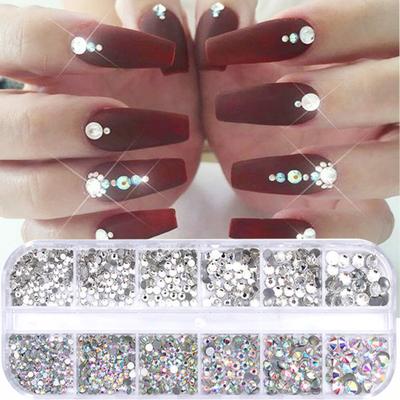 12 Gitter Glitzer Transparent Flach Strass Gemischt Glänzend Schmuck Maniküre Dekor