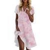 Women's Casual Fashion Stand Collar Floral Print Short Sleeve Dress