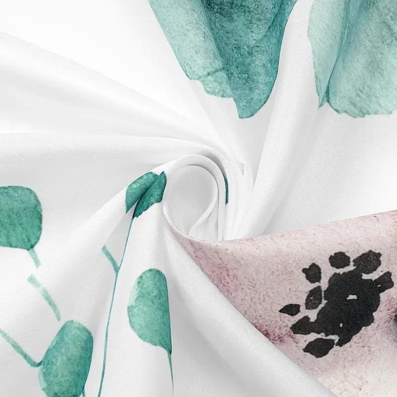 1pc Modern Watercolor Floral Shower Curtain Set with Hooks - Waterproof and Minimalist Design for Bathroom Custom shower curtain