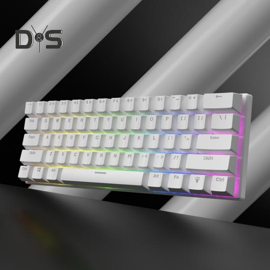 Teclado Mecánico de 61 Teclas con Efectos de Iluminación RGB Diseño Ergonómico Ajustable Plug-Play Teclado Universal Alámbrico para Juegos