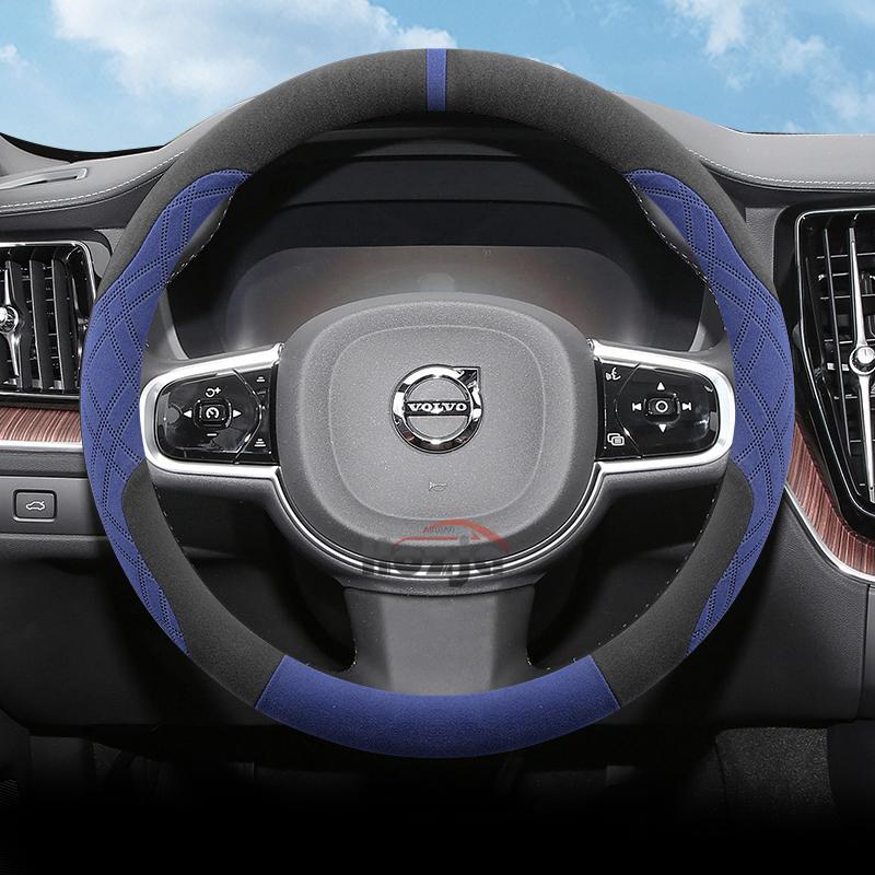 Suede Car Steering Wheel Cover for Volvo XC60 XC40 XC90 V90 S90 V60 S60 V40 EX90 EM90 Steering Wheel Accessories