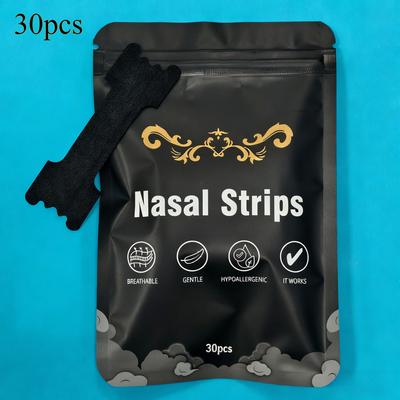 30 Pieces Black Adhesive Nasal Strips - Advanced Cough Relief Nasal Strips, Extra Long-lasting