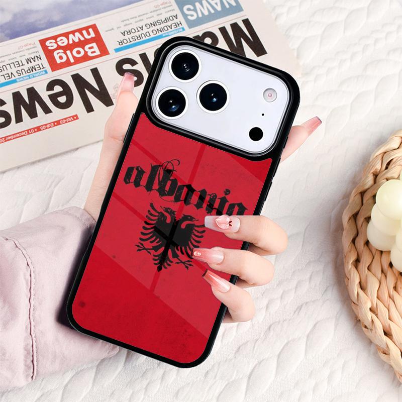 Albanian Flag Eagle Phone Case For IPhone 17 16e 15 14 13 12 11 Pro Max Air Mini Soft Protective Cover iPhone 14 Pro Max