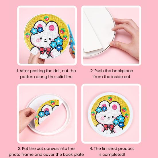 Cartoon Panda Pattern Diamond Painting DIY Kids Handmade Tiled Rabbit Round Diamond Painting