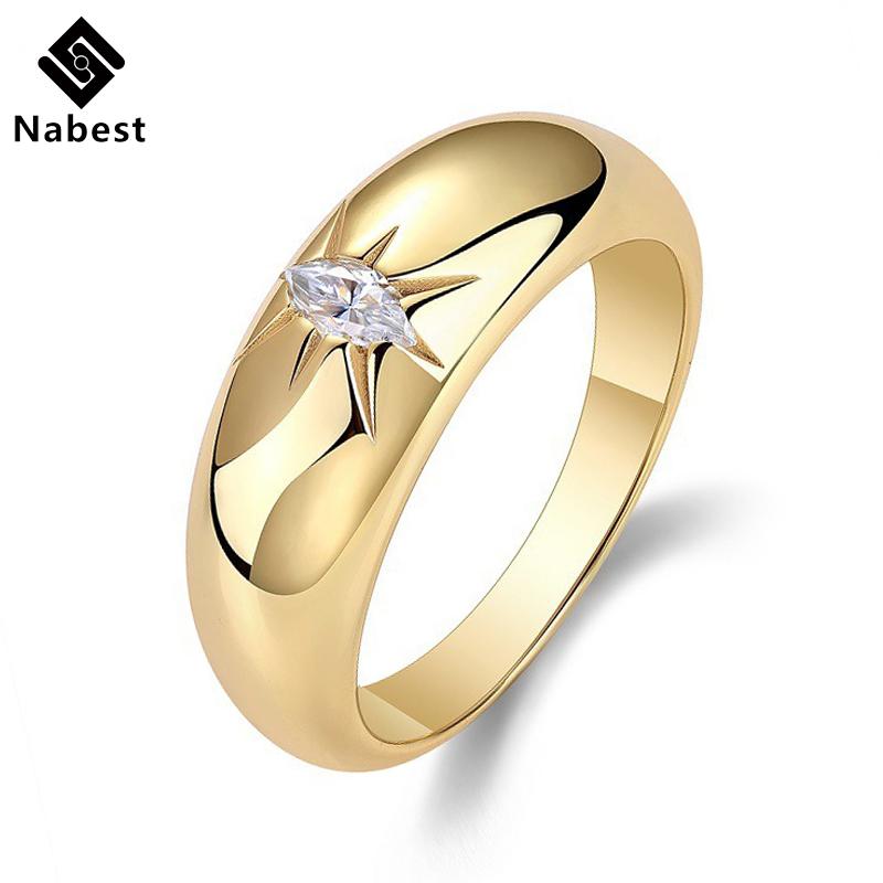 Nabest Fine Jewelry 18k Gold Plated CopperChunky Women Ring Hypoallergenic Pear Cut VVS D Color Moissanite Ring
