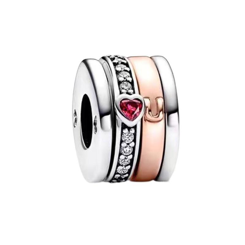 Original Copper Colorful Charms Snowflake Heart Lock Key Earrings Beads For Necklace Diy Bracelet Present Jewellery