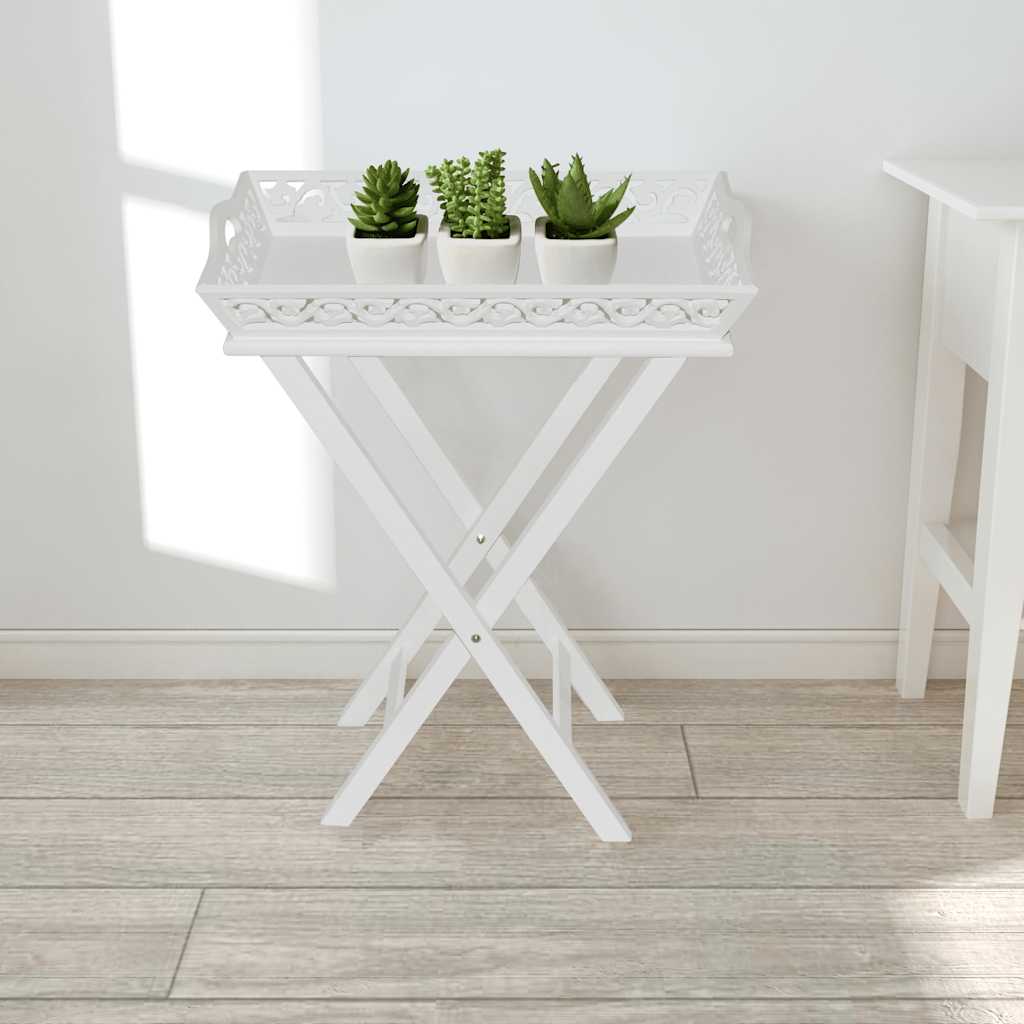 vidaXL Serviertisch/Beistelltisch mit Tablett Weiß weiß