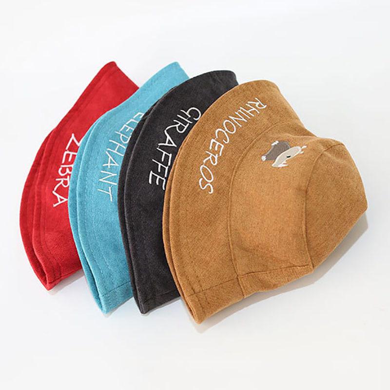 Cartoon Kinder Hut Frühling Sommer Baumwolle Brief Baby Mädchen Junge Eimer Kappe Kinder Sonnenhut Zubehör