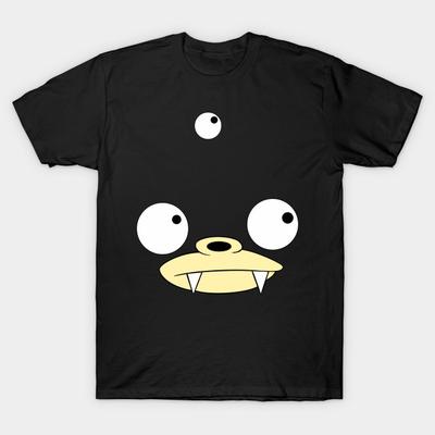 Men Black Print T-shirt Futurama Monster No-Cut Heat Transfer Print Cotton Tshirt