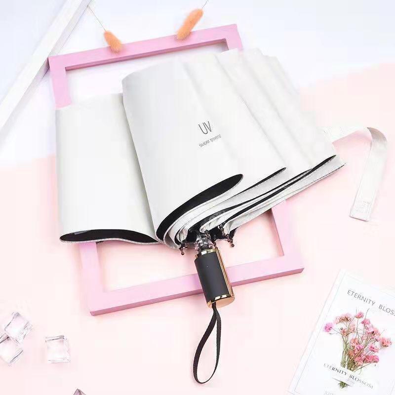 Paraguas Automático con Protección UV - Logo Personalizado Tres Pliegues, Negro, Anti-UV, Bloqueador de Sol Paraguas Publicitario de Regalo