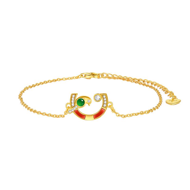 Joyful Expression Women's Ethnic Bracelet, Retro High-End Agate Jewelry, S925 Silver Niche Accessory