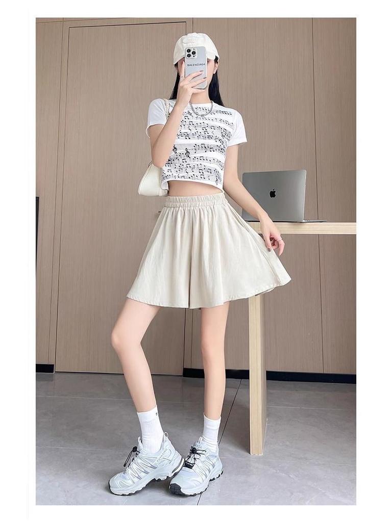 High-Waisted Wide-Leg Air Conditioning Shorts Skirt - 2026 Summer Collection: Petite, Slimming, Casual Two-Piece Set.
