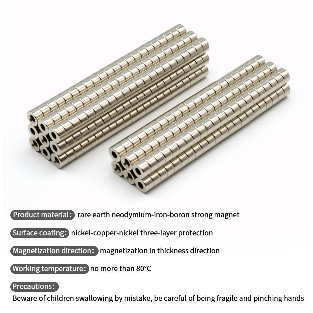 8x5-3mm Super Strong Neodymium Magnet N35 NdfeB Permanent Magnetic imanes Round With Holes Powerful Magnets Refrigerator Magnet