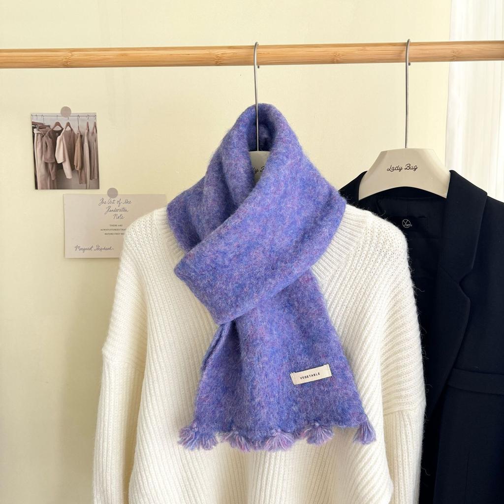 Fashionable Wool Knitted Scarf Autumn Winter Warm Simple Cold-Proof Shawl For Students Solid Color Versatile Thickened Muffler