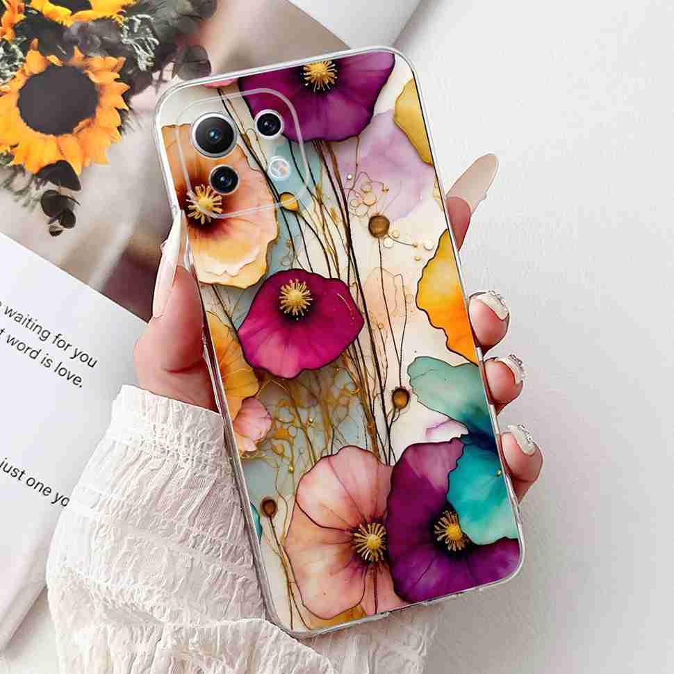 For Xiaomi Mi 11 Lite 4G Case M2101K9AG Colorful Flower Butterfly Soft Silicone TPU Cover For Xiaomi Mi 11Lite 5G 6.55" Bumper