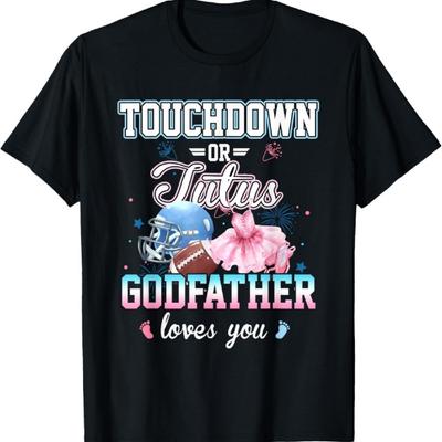 Gender Reveal Touchdowns or Tutus Godfather Matching Party T-Shirt