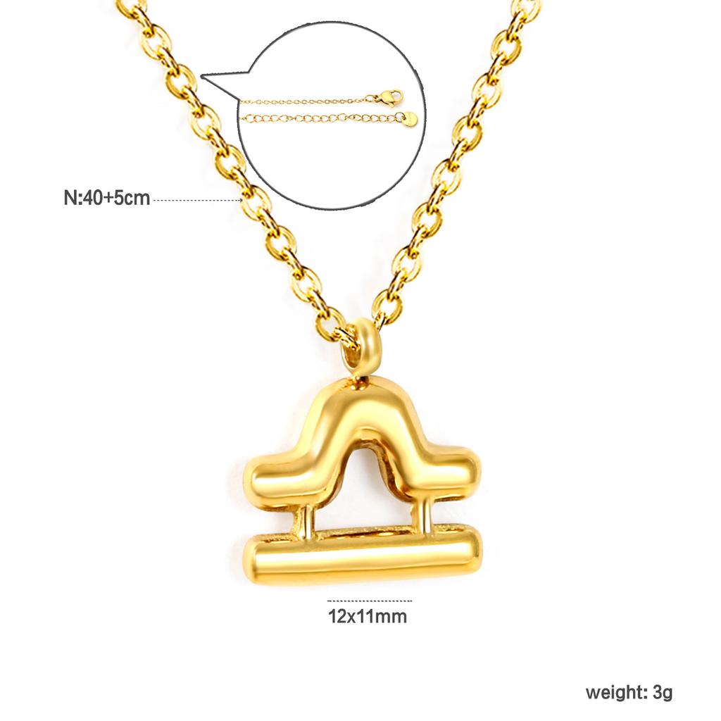 Fashion Creative Zodiac Pendant Necklace Gold Bubble Charm Versatile Collarbone Chain Jewelry