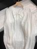 Chic Petite Women's White Lace-Up French Autumn Shirt with Delicate Cutout Design